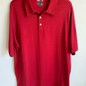 Men’s L Red Adidas Climalite Golf Apparel, Breathable Sporty, Short Sleeve Polo
